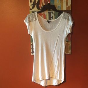 A white silver bedazzled top